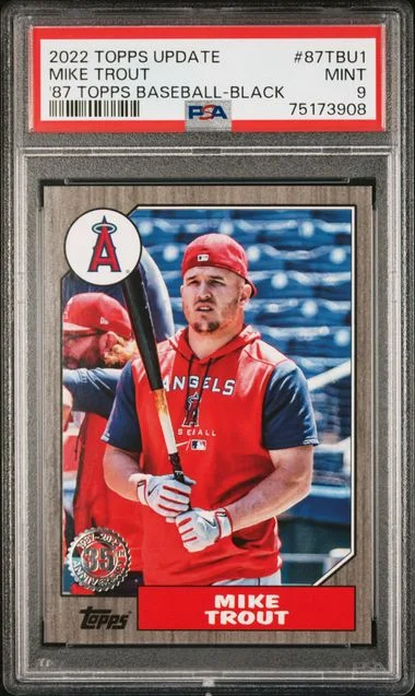 2022 Topps Update Mike Trout 1987 Topps Baseball Black #87TBU1 card image