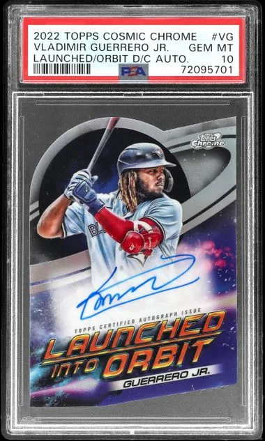 2022 Topps Vladimir Guerrero Jr. Cosmic Chrome Launched Into Orbit Die-Cut Autographs #LIOA-VG card image