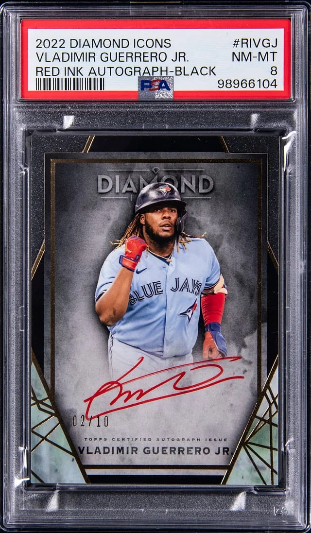 2022 Topps Vladimir Guerrero Jr. Diamond Icons Red Ink Autograph Black #RIVGJ card image