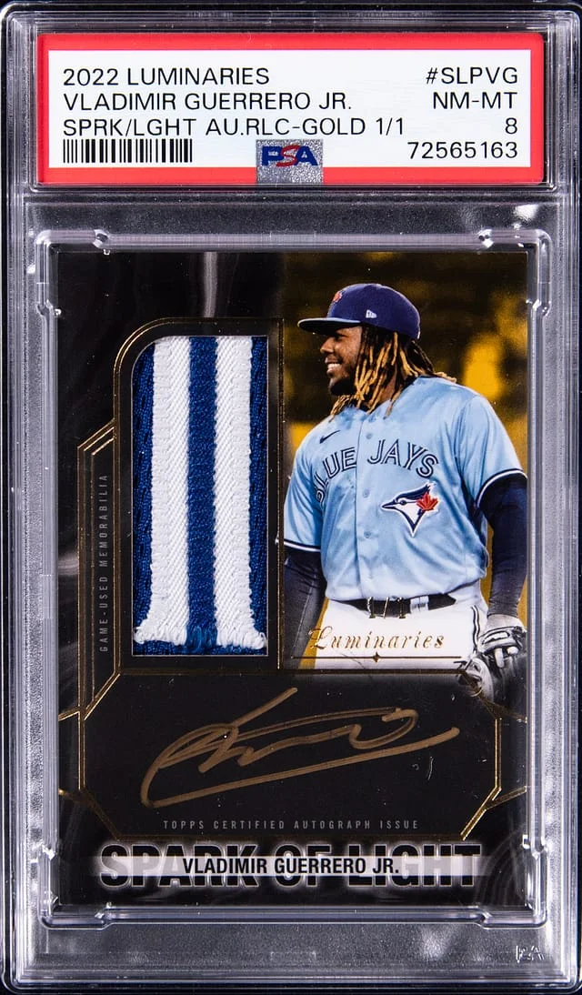 2022 Topps Vladimir Guerrero Jr. Luminaries Spark Of Light Relic Gold #SLPVG card image