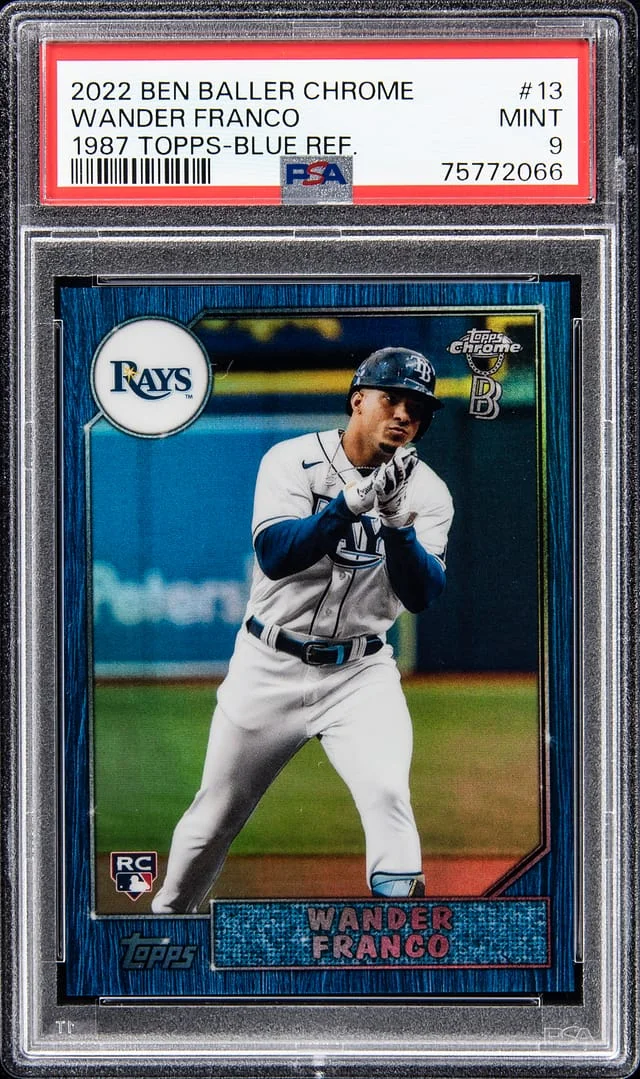 2022 Topps Wander Franco Ben Baller Chrome 1987 Blue Refractor #13 card image