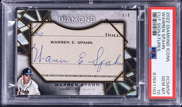 2022 Topps Warren Spahn Diamond Icons Cut Signatures #CSWSP card image