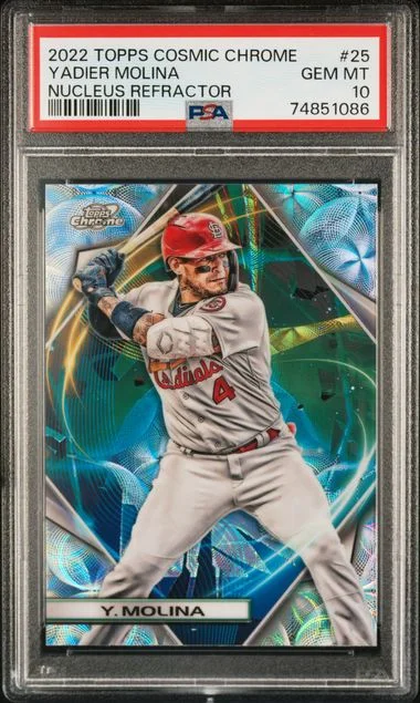 2022 Topps Yadier Molina Cosmic Chrome Nucleus Refractor #25 card image