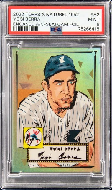 2022 Topps Yogi Berra X Naturel 1952 Encased Art Cards Seafoam Foil #A-2 card image