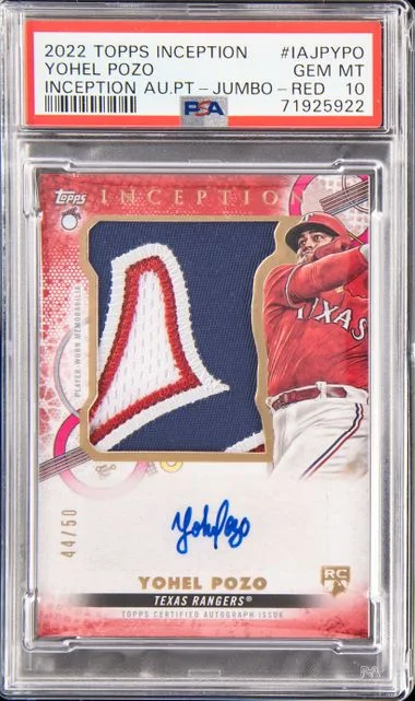 2022 Topps Yohel Pozo Inception Autographed Patch Jumbo Red #IAJP-YPO card image