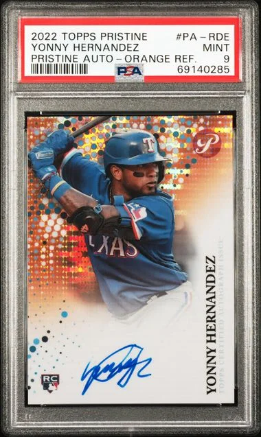 2022 Topps Yonny Hernandez Pristine Pristine Autographs Orange Refractor #PA-RDE card image