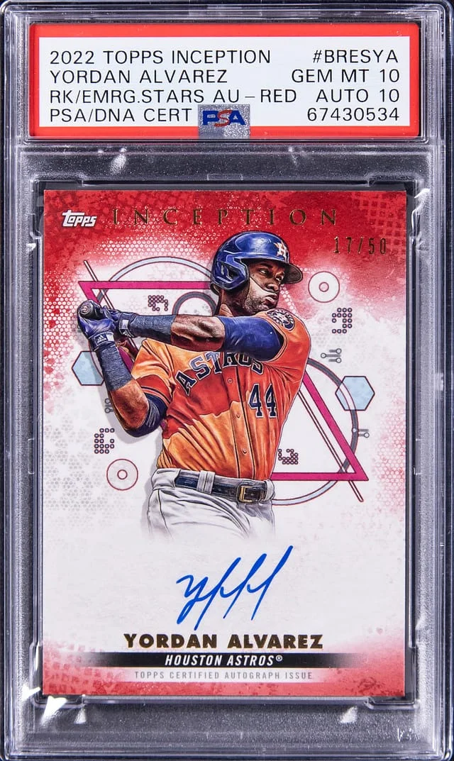 2022 Topps Yordan Alvarez Inceptions and Emerging Stars Autographs Red #BRES-YA card image