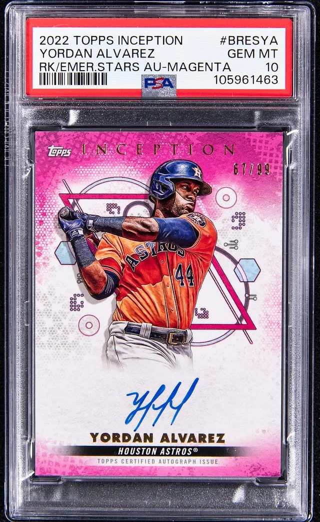 2022 Topps Yordan Alvarez Inception /Emerging Stars Autographs-Magenta #BRESYA card image
