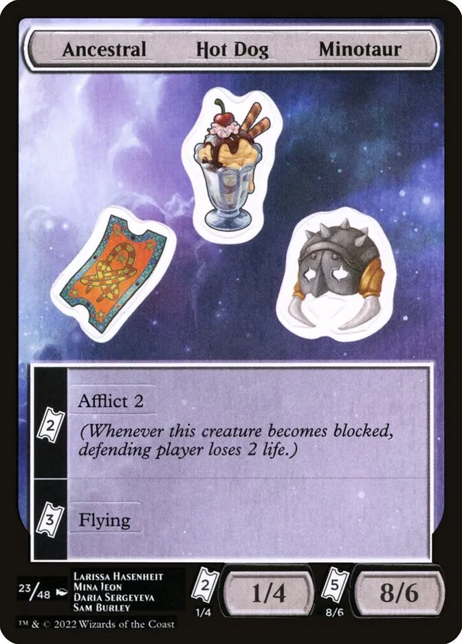 2022 Unfinity Sticker Sheets Ancestral Hot Dog Minotaur common #23 unlisted card image