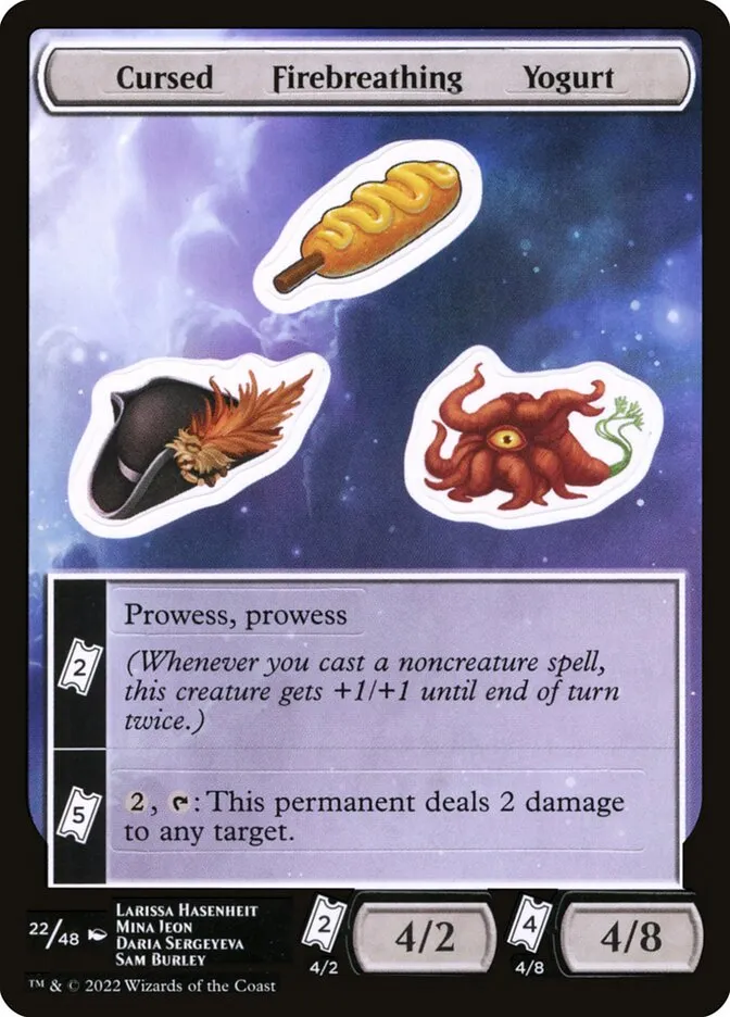 2022 Unfinity Sticker Sheets Cursed Firebreathing Yogurt common #22 unlisted card image