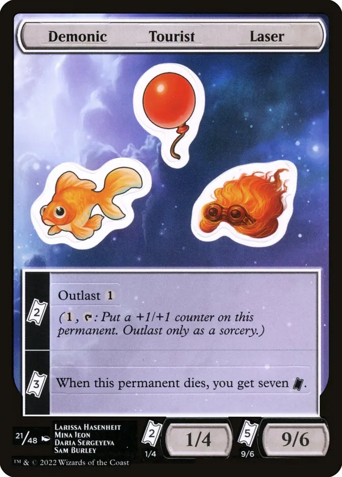 2022 Unfinity Sticker Sheets Demonic Tourist Laser common #21 unlisted card image