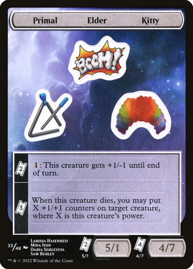 2022 Unfinity Sticker Sheets Primal Elder Kitty common #33 unlisted card image