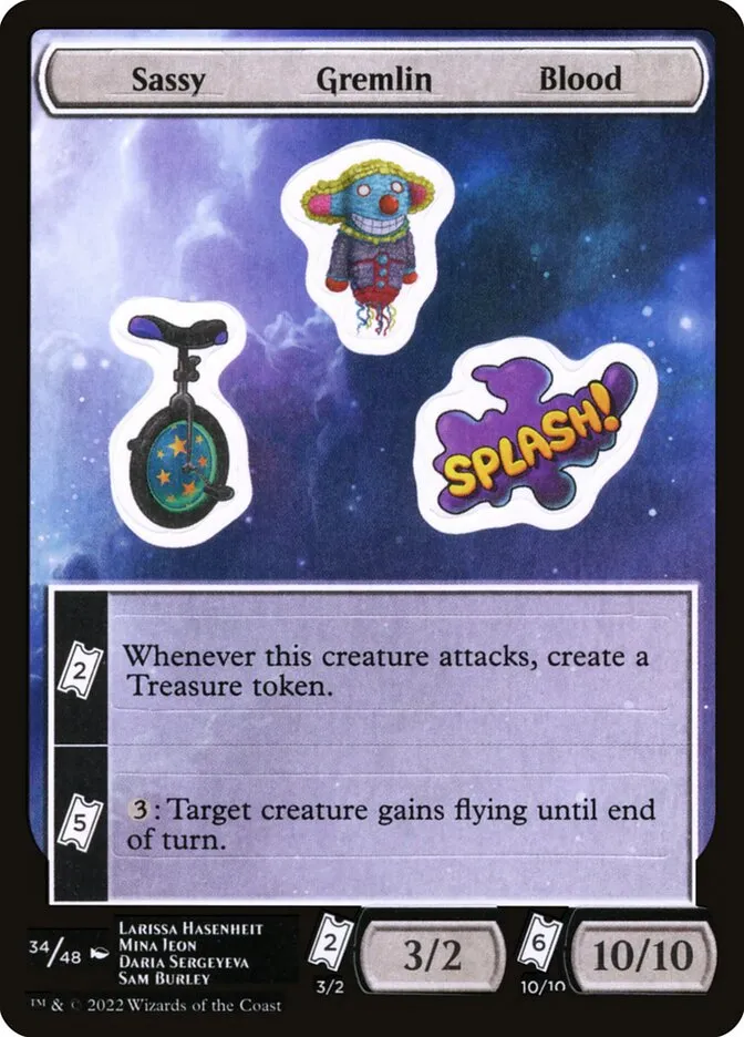 2022 Unfinity Sticker Sheets Sassy Gremlin Blood common #34 unlisted card image