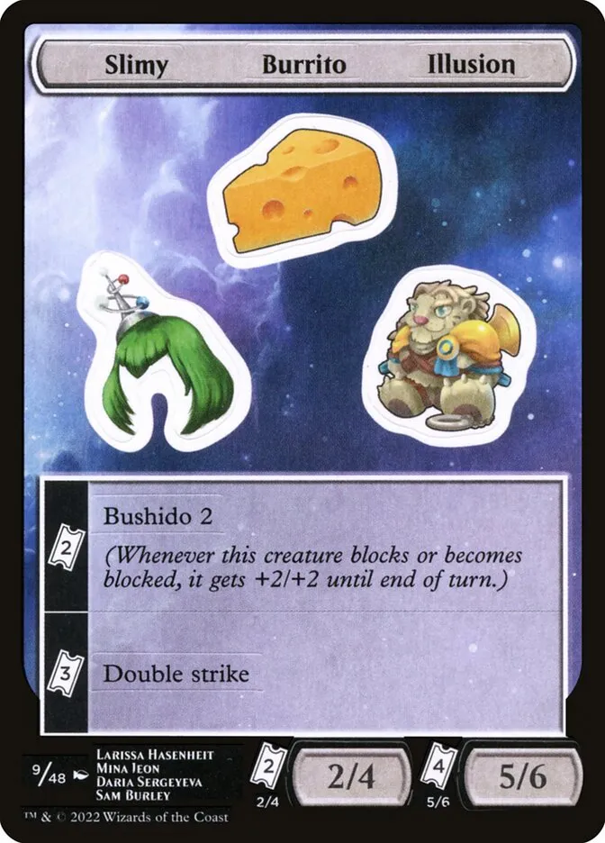 2022 Unfinity Sticker Sheets Slimy Burrito Illusion common #9 unlisted card image