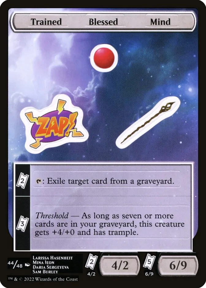 2022 Unfinity Sticker Sheets Trained Blessed Mind common #44 unlisted card image