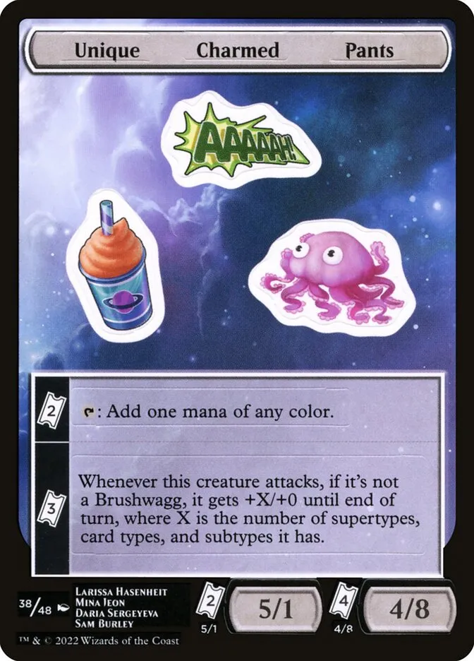 2022 Unfinity Sticker Sheets Unique Charmed Pants common #38 unlisted card image