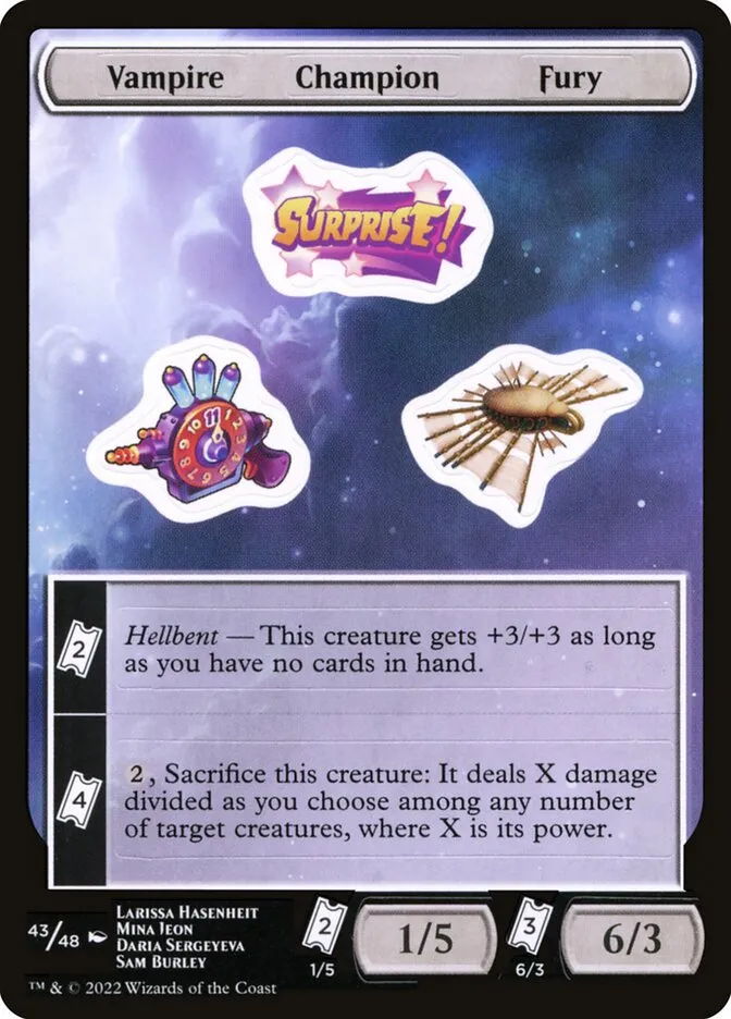 2022 Unfinity Sticker Sheets Vampire Champion Fury common #43 unlisted card image