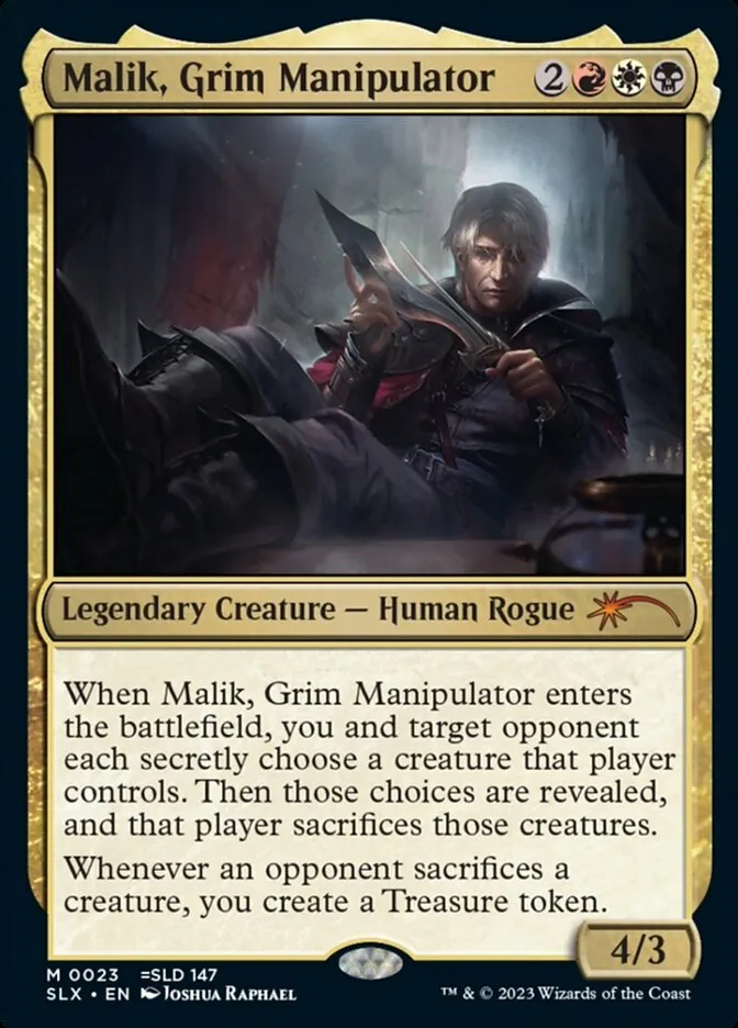 2022 Universes Within Malik, Grim Manipulator mythic #23 unlisted card image