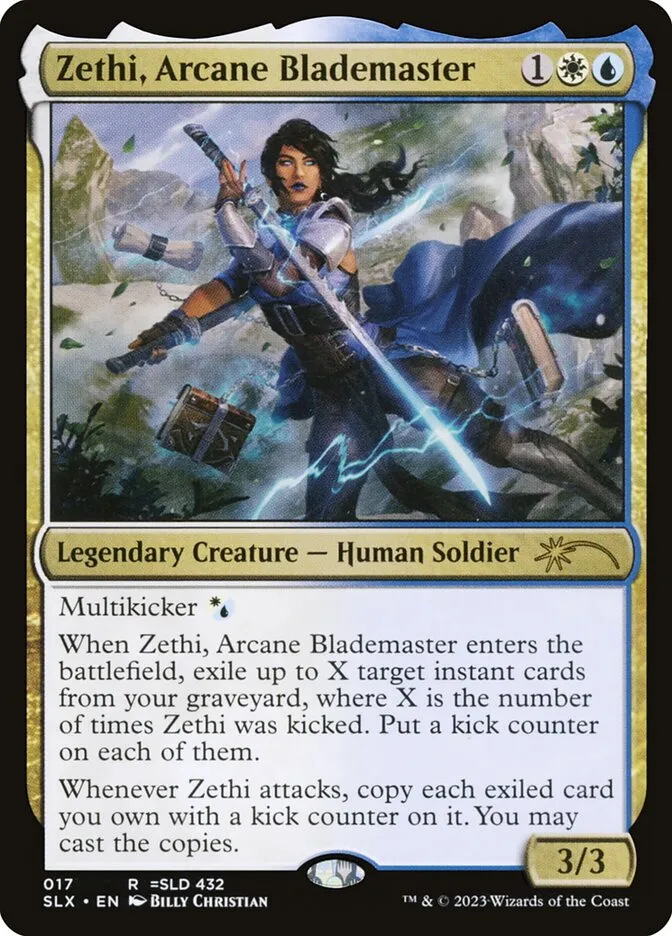 2022 Universes Within Zethi, Arcane Blademaster rare #17 unlisted card image