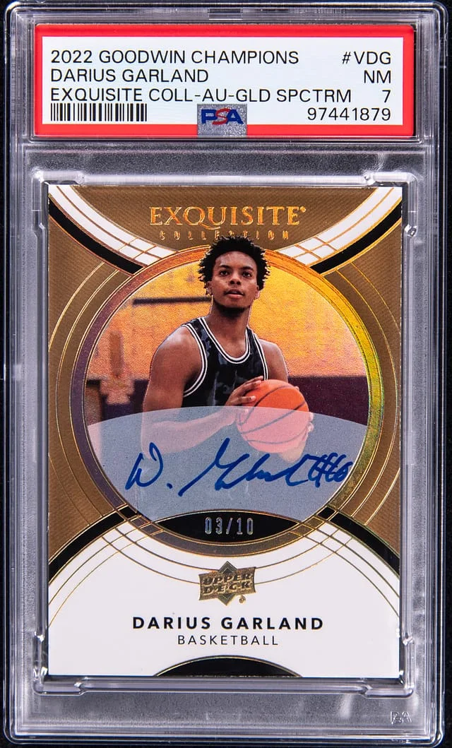 2022 Upper Deck Darius Garland Goodwin Championa Exquisite Collection Autograph Gold Spectrum #V-DG card image
