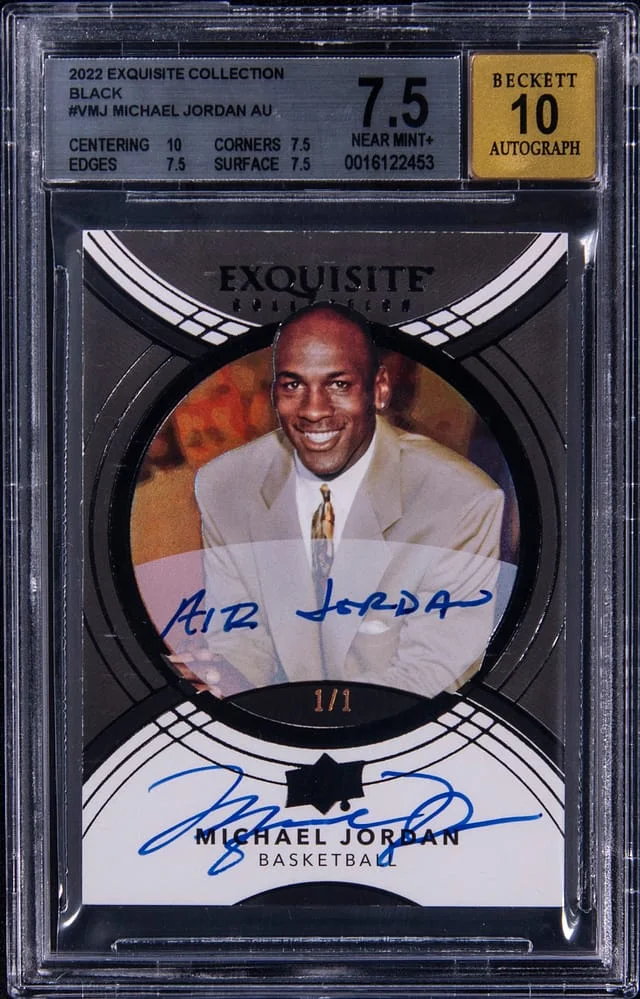 2022 Upper Deck Exquisite Collection Michael Jordan Autographs Black #V-MJ card image