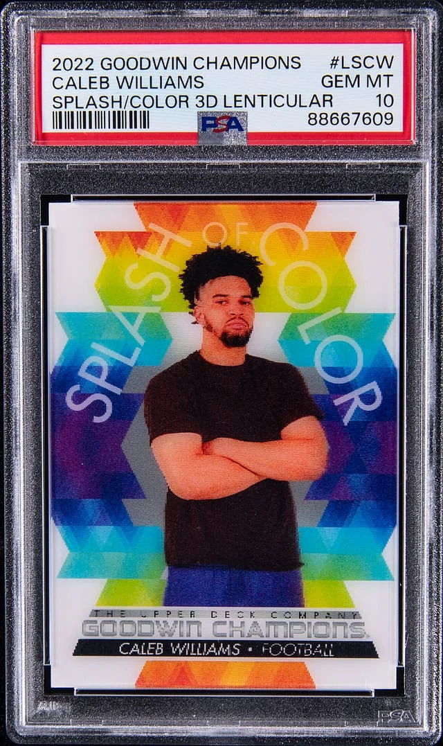 2022 Upper Deck Goodwin Champions Caleb Williams Splash Of Color 3D Lenticular #LS-CW card image