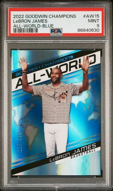 2022 Upper Deck Goodwin Champions LeBron James All-World Blue #AW15 card image