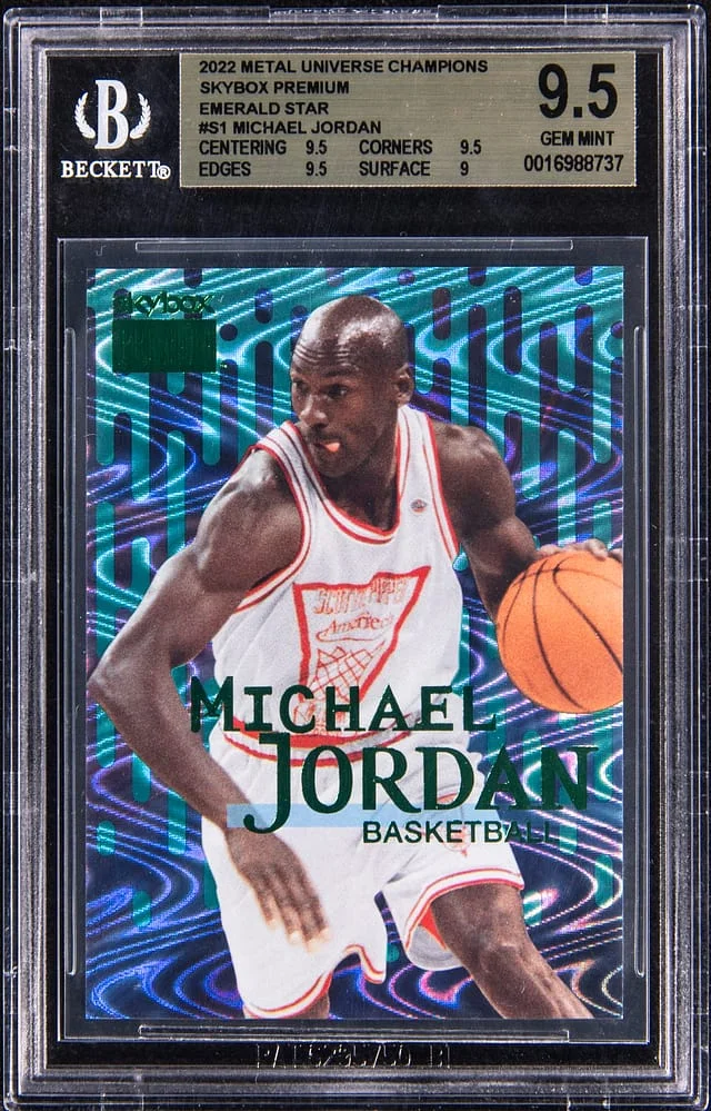 2022 Upper Deck Michael Jordan Metal Universe Champions SkyBox Premium Emerald Star #51 card image