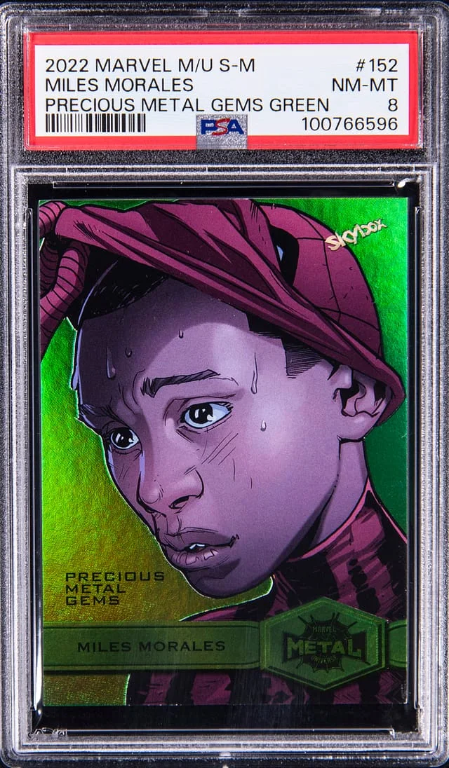 2022 Upper Deck Miles Morales Marvel Metal Universe Spider-Man Precious Metal Gems (PMG) Green #152 card image