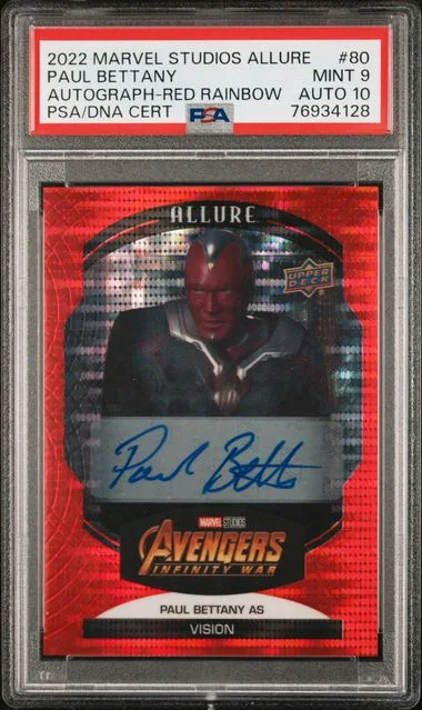2022 Upper Deck Paul Bettany Marvel Allure Autograph Red Rainbow #80 card image