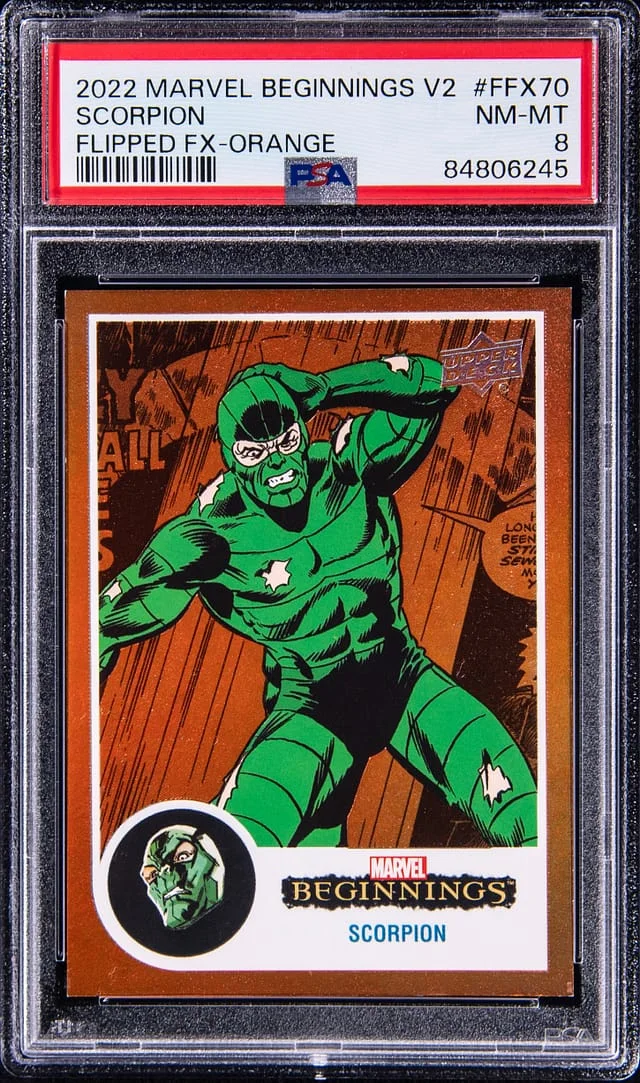 2022 Upper Deck Scorpion Marvel Beginnings V2 Flipped FX Orange #FFX70 card image
