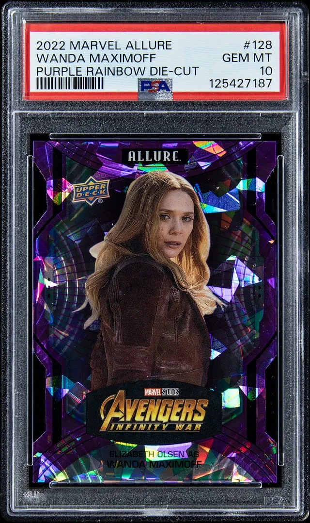 2022 Upper Deck Wanda Maximoff Marvel Allure Purple Rainbow Die-Cut #128 card image