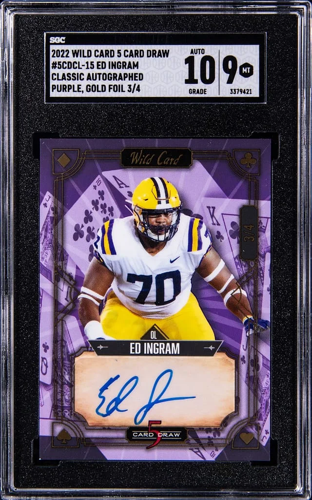 2022 Wild Card 5 Card Draw Classic Autographed Purple Gold Foil Ed Ingram #5CDCL-15 card image