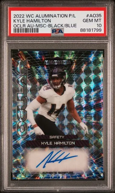 2022 Wild Card Alumination Pro-Look Ocular Autographs Mosaic-Black/Blue Kyle Hamilton #Ao35 card image