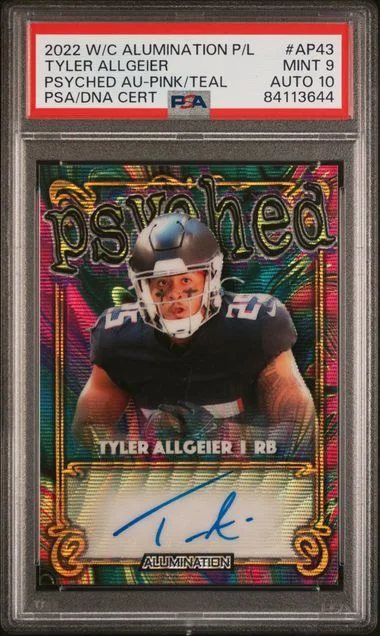 2022 Wild Card Alumination Pro-Look Psyched Autographs Pink/Teal Tyler Allgeier #AP43 card image