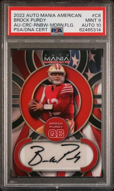 2022 Wild Card Auto Mania American Football Autographs Circle-Rainbow-Modern Flag Brock Purdy #C8 card image