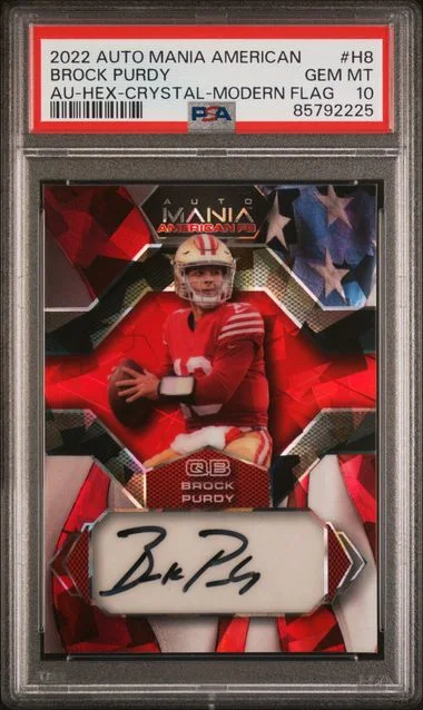 2022 Wild Card Auto Mania American Football Autographs Hex-Crystal-Modern Flag Brock Purdy #H8 card image