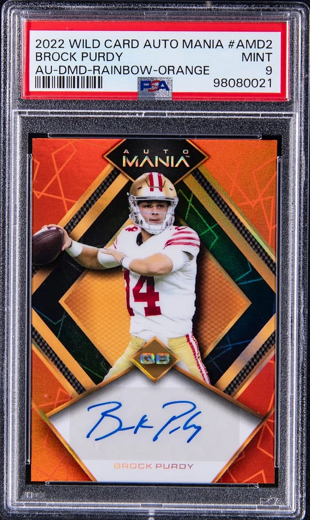 2022 Wild Card Auto Mania Autograph DMD Rainbow Orange Brock Purdy #AM-D2 card image
