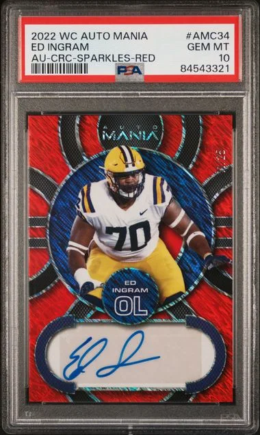 2022 Wild Card Auto Mania Autographs Circle-Sparkles-Red Ed Ingram #AMC34 card image