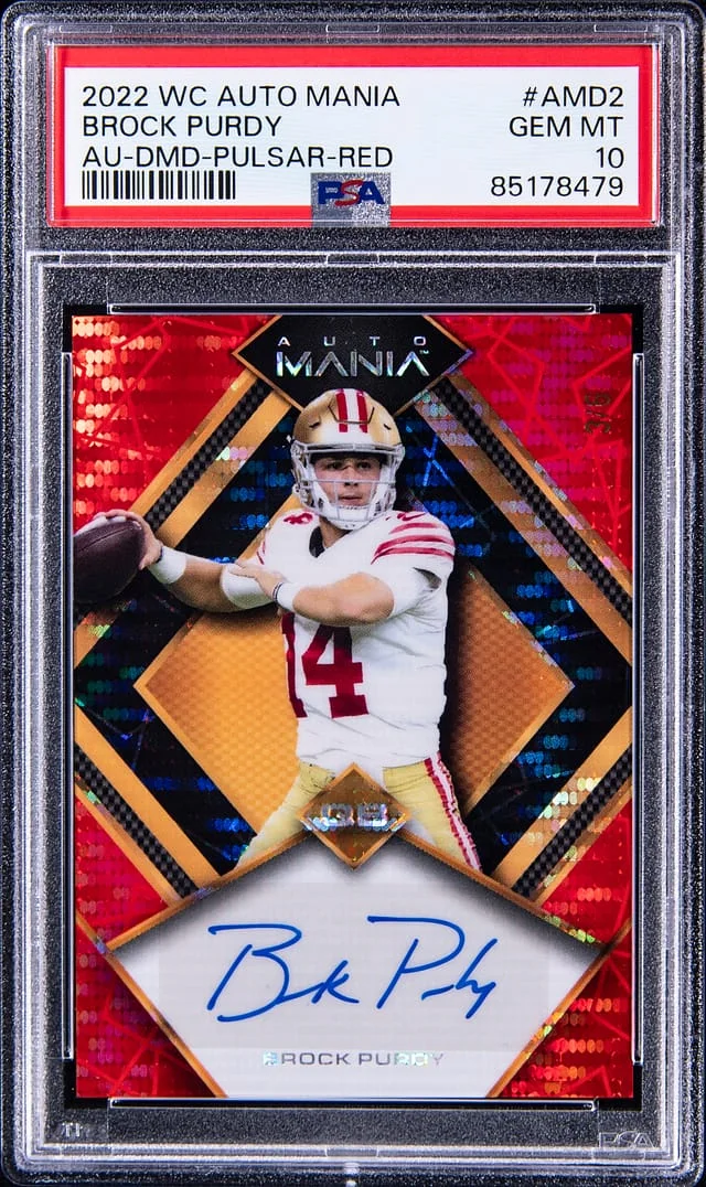 2022 Wild Card Auto Mania Autographs Diamond Pulsar Red Brock Purdy #AM-D2 card image