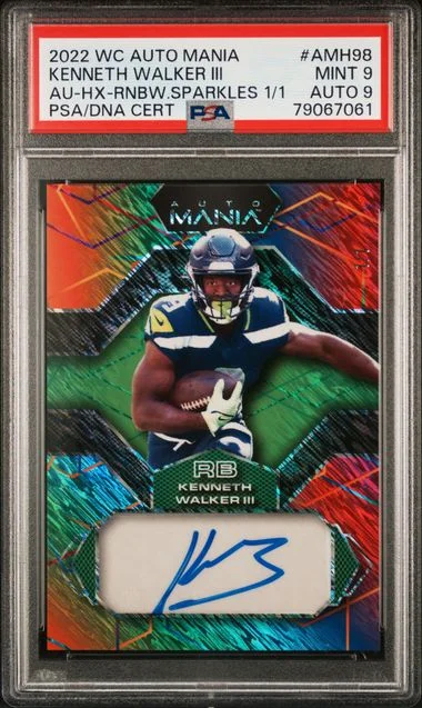 2022 Wild Card Auto Mania Autographs Hex-Sparkles-Rainbow 1/1 Kenneth Walker #Amh98 card image