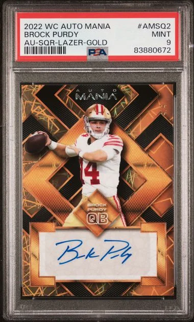 2022 Wild Card Auto Mania Autographs Square-Lazer-Gold Brock Purdy #AMSQ2 card image