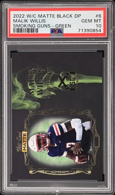2022 Wild Card Matte Black Draft Pick Smoking Guns Green Malik Willis #SG-6 card image