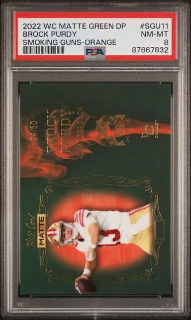 2022 Wild Card Matte Green Draft Picks Smoking Guns Orange Brock Purdy #SGU11 card image