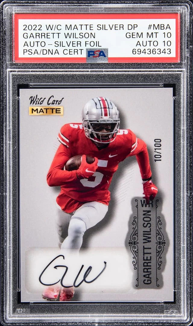 2022 Wild Card Matte Silver Draft Pick Auto Silver Foil Garrett Wilson #MBA card image