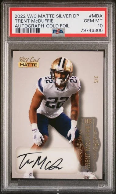 2022 Wild Card Matte Silver Draft Picks Autographs Gold Foil Trent McDuffie #MB-A card image