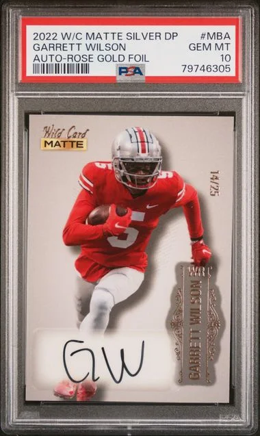 2022 Wild Card Matte Silver Draft Picks Autographs Rose Gold Foil Garrett Wilson #MB-A card image