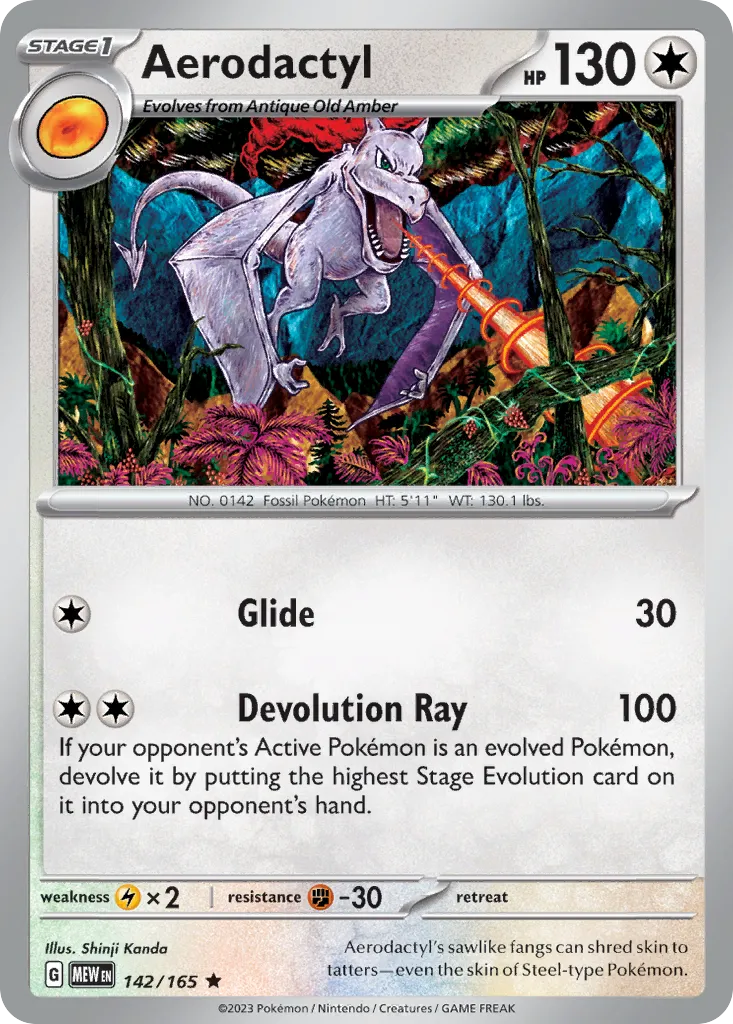 2023 151 Aerodactyl #142/165 Rare card image
