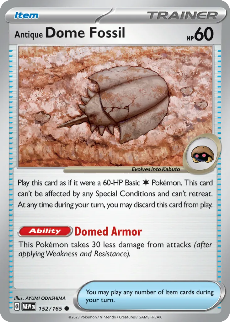 2023 151 Antique Dome Fossil #152/165 Common card image