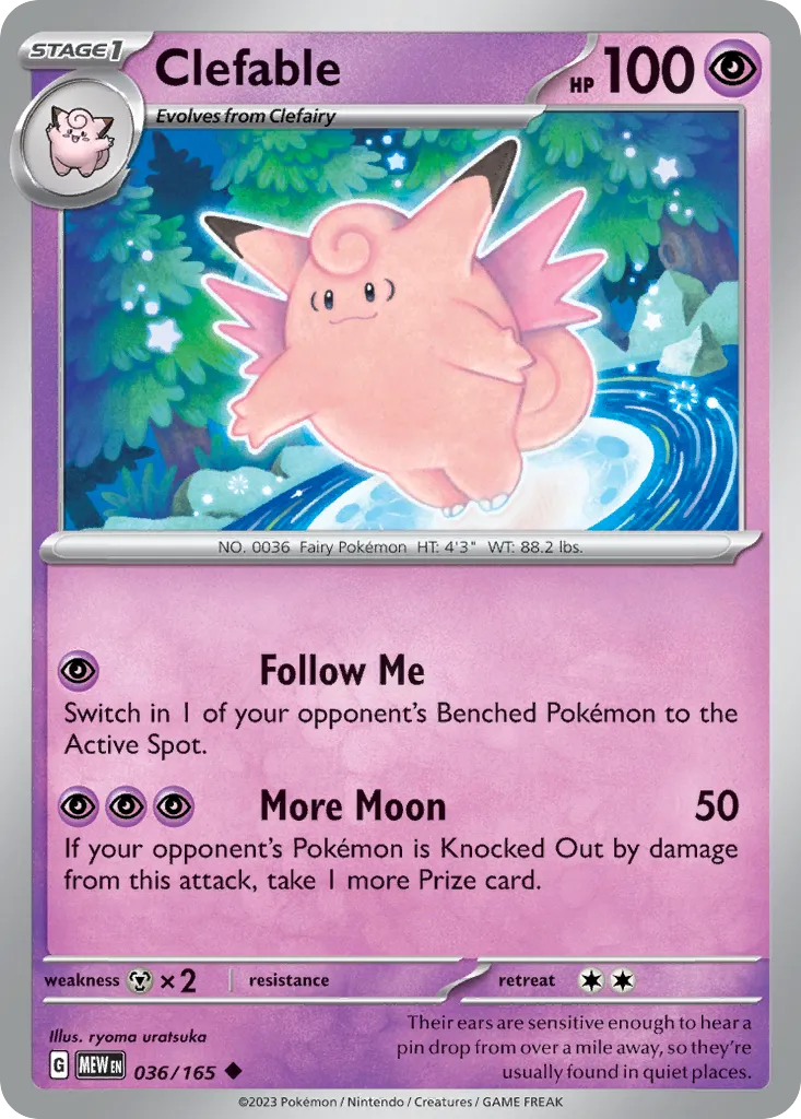 2023 151 Clefable Uncommon #036/165 Uncommon card image